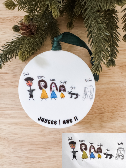 Keepsake Kids Drawing Tree Ornament | Personalized Christmas Gift | Keepsake Gift | Kid's Artwork
